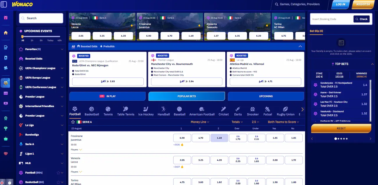 Wonaco AFL and NRL sportsbook with pre-match and live betting markets